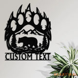 Custom Bear Hand Cabin Sign Mountain Decor Personalized Metal Bear Sign Cabin Decor Outdoor Bear Decor Rustic Cabin