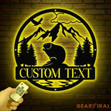 Custom Beaver Metal Sign Personalized Nature Wildlife Wall Art LED Light Mountain Sign Custom Name Sign Outdoor Cabin