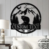 Custom Beaver Metal Sign Personalized Nature Wildlife Wall Art LED Light Mountain Sign Custom Name Sign Outdoor Cabin