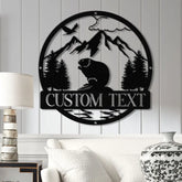 Custom Beaver Metal Sign Personalized Nature Wildlife Wall Art LED Light Mountain Sign Custom Name Sign Outdoor Cabin