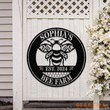 Custom Bee Farm Garden Sign Personalized Bee Metal Sign Honey Bee Garden Decor Flower Bee Garden Art Bee Yard Sign Bee