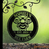 Custom Bee Farm Garden Sign Personalized Bee Metal Sign Honey Bee Garden Decor Flower Bee Garden Art Bee Yard Sign Bee
