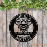 Custom Bee Farm Garden Sign Personalized Bee Metal Sign Honey Bee Garden Decor Flower Bee Garden Art Bee Yard Sign Bee