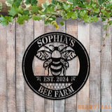 Custom Bee Farm Garden Sign Personalized Bee Metal Sign Honey Bee Garden Decor Flower Bee Garden Art Bee Yard Sign Bee