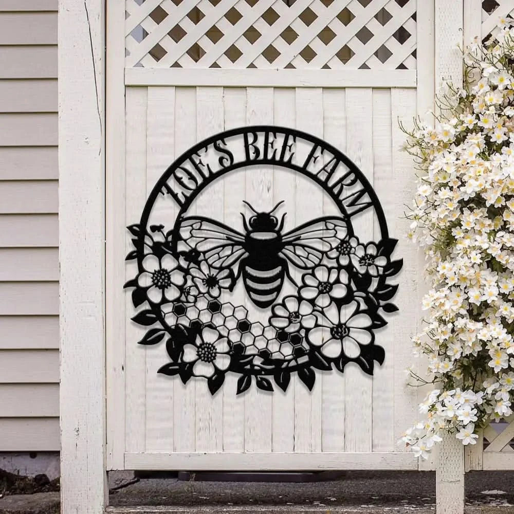 Custom Bee Farm Sign Bee Metal Sign Honey Bee Garden Decor Flower Bee Garden Art Florists Gift Bee Yard Sign Bee Keeper