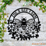 Custom Bee Farm Sign Bee Metal Sign Honey Bee Garden Decor Flower Bee Garden Art Florists Gift Bee Yard Sign Bee Keeper
