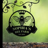 Custom Bee Farm Sign Personalized Honey Bee Sign Metal Bee Decor Bee Hive Garden Welcome Family Bee Sign Gift for