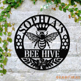 Custom Bee Farm Sign Personalized Honey Bee Sign Metal Bee Decor Bee Hive Garden Welcome Family Bee Sign Gift for