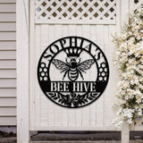 Custom Bee Farm Sign Personalized Honey Bee Sign Metal Bee Decor Bee Hive Garden Welcome Family Bee Sign Gift for