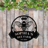 Custom Bee Farm Sign Personalized Honey Bee Sign Metal Bee Decor Bee Hive Garden Welcome Family Bee Sign Gift for