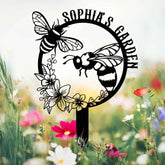 Custom Bee Garden Metal Stake Metal Garden Sign with Stakes Garden Bee Metal Sign Gardening Gifts Metal Yard Decor