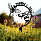 Custom Bee Garden Metal Stake Metal Garden Sign with Stakes Garden Bee Metal Sign Gardening Gifts Metal Yard Decor