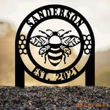 Custom Bee Garden Sign Personalized Family Name Bee Metal Sign Honey Bee Garden Decor Bee Garden Art Bee Yard Sign Bee