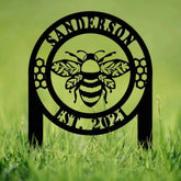 Custom Bee Garden Sign Personalized Family Name Bee Metal Sign Honey Bee Garden Decor Bee Garden Art Bee Yard Sign Bee