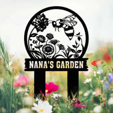 Custom Bee Garden Yard Stake Metal Garden Sign with Stakes Garden Bee Metal Sign Gardening Gifts Metal Yard Decor