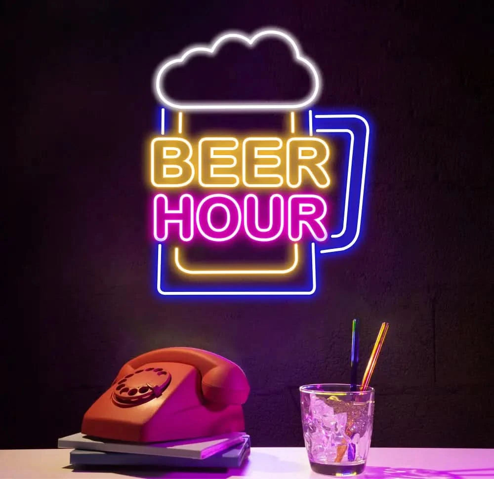 Custom Beer Hour Neon Bar Sign Personalized Bar Club Neon Signs Neon Sign Home Bar Decor Bar Decoration Neon Lights