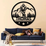 Custom Bigfoot Golfing Metal Sign with Led Light - Outdoor Sasquatch Yard Art Bigfoot Mountain Decor Personalized Yeti