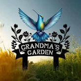 Custom Blue Hummingbird Garden Sign Personalized Name Garden Stake Metal Garden Sign Gardener Name Sign Gardener Gift