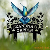 Custom Blue Hummingbird Garden Sign Personalized Name Garden Stake Metal Garden Sign Gardener Name Sign Gardener Gift