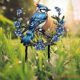 Custom Blue Jay Bird Garden Sign Personalized Metal Garden Decor Metal Bird Stake Blue Jay Bird Stake Gift For Gardener