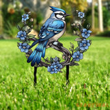 Custom Blue Jay Bird Garden Sign Personalized Metal Garden Decor Metal Bird Stake Blue Jay Bird Stake Gift For Gardener