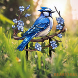 Custom Blue Jay Bird Garden Sign Personalized Metal Garden Decor Metal Bird Stake Blue Jay Bird Stake Gift For Gardener