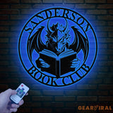 Custom Book Dragon Metal Sign with Led Lights Personalized Bookish Dragon Wall Art Book Lover Gifts Reading Gifts