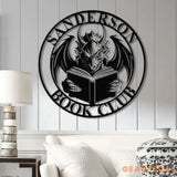 Custom Book Dragon Metal Sign with Led Lights Personalized Bookish Dragon Wall Art Book Lover Gifts Reading Gifts