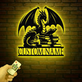 Custom Book Dragon Metal Sign with Led Lights Personalized Bookish Dragon Wall Art Book Lover Gifts Reading Gifts