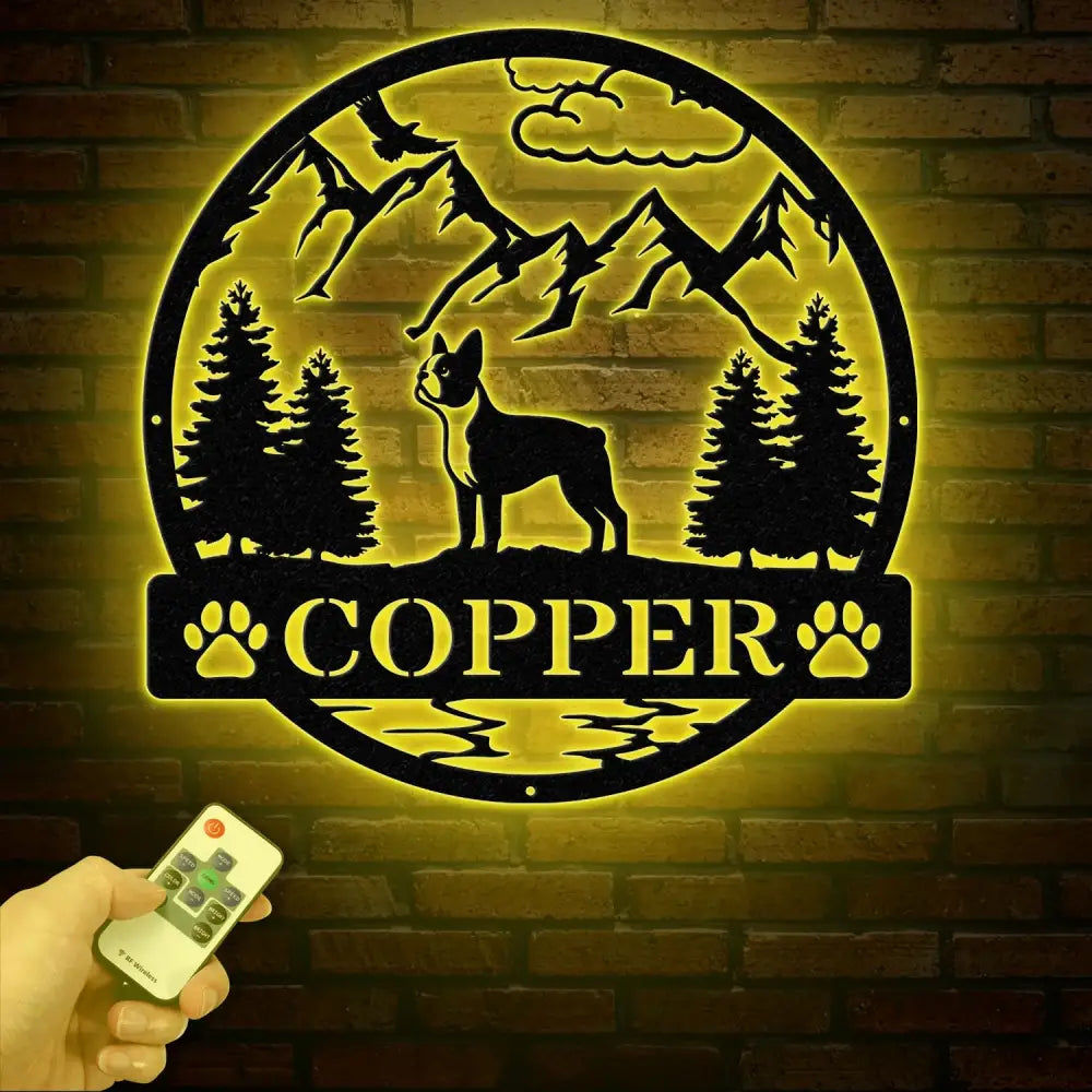 Custom Boston Terrier Terrier Metal Sign Dog Name Sign Boston Terrier Wall Decor Dog Lovers Wall Art Pet Lover Gift Dog