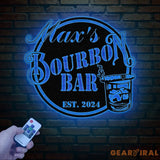 Custom Bourbon Cigar Metal Wall Art with LED Light Personalized Whiskey Smoke Sign for Home Bar Pub Man Cave Cocktail