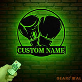 Custom Boxing Gloves Metal Wall Art with LED Light Personalized Boxer Name Sign Gym Room Decor Man Cave Gift Christmas
