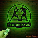 Custom Boxing Gloves Metal Wall Art with LED Light Personalized Boxer Name Sign Gym Room Decor Man Cave Gift Christmas