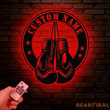 Custom Boxing Gloves Metal Wall Art with LED Light Personalized Boxer Name Sign Gym Room Decor Man Cave Gift Christmas
