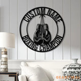 Custom Boxing Gloves Metal Wall Art with LED Light Personalized Boxer Name Sign Gym Room Decor Man Cave Gift Christmas