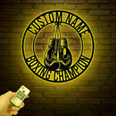 Custom Boxing Gloves Metal Wall Art with LED Light Personalized Boxer Name Sign Gym Room Decor Man Cave Gift Christmas