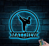 Custom Boy Karate Metal Wall Art with LED Light - Kid Karate Sign - Martial Arts Sign - Kids Room Decor Dojo Decor
