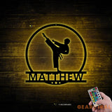 Custom Boy Karate Metal Wall Art with LED Light - Kid Karate Sign - Martial Arts Sign - Kids Room Decor Dojo Decor