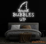 Custom Bubbles Up Neon Sign with Shark Fin Design - Unique Bar Decor Pool Party Sign Fun Wall Art for Home or Lounge