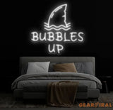 Custom Bubbles Up Neon Sign with Shark Fin Design - Unique Bar Decor Pool Party Sign Fun Wall Art for Home or Lounge
