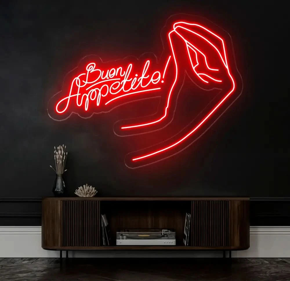 Custom Buen Appetite Neon Sign Italian Restaurant Decor LED Neon Light for Kitchen Wall Art Perfect Dining Room Sign