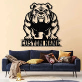 Custom Bulldog Metal Wall Art with LED Light Personalized Bulldog Lover Sign Dog Name Home Decor Unique Bulldog Gift
