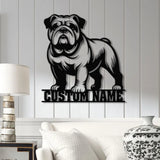 Custom Bulldog Metal Wall Art with LED Light Personalized Bulldog Lover Sign Dog Name Home Decor Unique Bulldog Gift