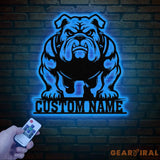 Custom Bulldog Metal Wall Art with LED Light Personalized Bulldog Lover Sign Dog Name Home Decor Unique Bulldog Gift