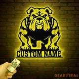 Custom Bulldog Metal Wall Art with LED Light Personalized Bulldog Lover Sign Dog Name Home Decor Unique Bulldog Gift