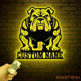 Custom Bulldog Metal Wall Art with LED Light Personalized Bulldog Lover Sign Dog Name Home Decor Unique Bulldog Gift