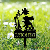 Custom Bunny Stake Sign - Personalized Rabbit Garden Decor - Year of Rabbit Gift - Rabbit Sign With Stake | GearViral
