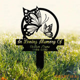Custom Butterflies Memorial Stake Butterflies and Flower Butterfly Metal Stake Sympathy Sign Grave Marker,Garden