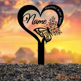 Custom Butterfly Memorial Cross Stake Metal Cross with Hearts Butterfly Garden Stakes Grave Marker In Memory of Gifts