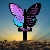 Custom Butterfly Memorial Cross Stake Metal Cross with Hearts Butterfly Garden Stakes Grave Marker In Memory of Gifts